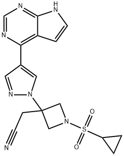 3-Azetidineacetonitrile, 1-(cyclopropylsulfonyl)-3-[4-(7H-pyrrolo[2,3-d]pyrimidin-4-yl)-1H-pyrazol-1-yl]- Structure