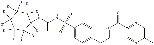 5-methyl-N-[2-[4-[(1,2,2,3,3,4,4,5,5,6,6-undecadeuteriocyclohexyl)carbamoylsulfamoyl]phenyl]ethyl]pyrazine-2-carboxamide 구조식 이미지