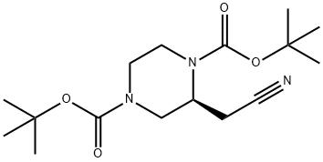 di-tert-butyl (S)-2-(cyanomethyl)piperazine-1,4-dicarboxylate Structure