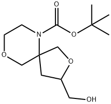 3-Hydroxymethyl-2,9-dioxa-6-aza-spiro[4.5]decane-6-carboxylicacidtert-butylester Structure