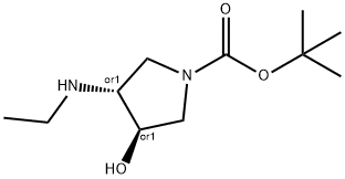 trans-1-Boc-3-ethylamino-4-hydroxypyrrolidine Structure