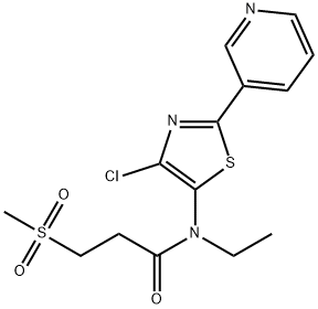 N-(4-chloro-2-(pyridin-3-yl)thiazol-5-yl)-N-ethyl-3-(methylsulfonyl)propanamide 구조식 이미지