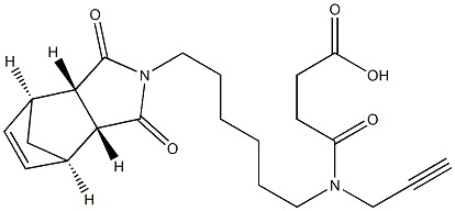 4-((6-((3aR,4R,7S,7aS)-1,3-dioxo-1,3,3a,4,7,7a-hexahydro-2H-4,7-methanoisoindol-2-yl)hexyl)(prop-2-yn-1-yl)amino)-4-oxobutanoic acid Structure