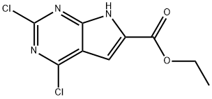 Ethyl 2,4-dichloro-7H-pyrrolo[2,3-d]pyrimidine-6-carboxylate 구조식 이미지
