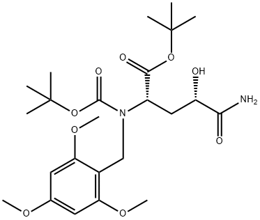 (2S,4S)-tert-butyl 2-((tert-butoxycarbonyl)amino)-4-hydroxy-5-oxo-5-((2,4,6-trimethoxybenzyl)amino)pentanoate Structure