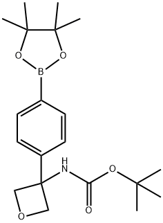 tert-Butyl (3-(4-(4,4,5,5-tetramethyl-1,3,2-dioxaborolan-2-yl)phenyl)oxetan-3-yl)carbamate 구조식 이미지
