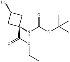 ethyl (1r,3r)-1-{[(tert-butoxy)carbonyl]amino}-3-hydroxycyclobutane-1-carboxylate 구조식 이미지