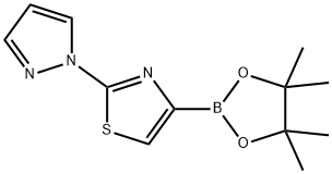 2-(1H-PYRAZOL-1-YL)THIAZOLE-4-BORONIC ACID PINACOL ESTER 구조식 이미지