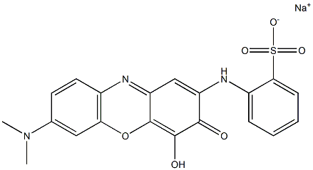 Benzenesulfonic acid, [[7-(dimethylamino)-4-hydroxy-3-oxo-3H-phenoxazin-2-yl]amino]-, monosodium salt (9CI) 구조식 이미지
