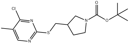 1-Pyrrolidinecarboxylic acid, 3-[[(4-chloro-5-methyl-2-pyrimidinyl)thio]methyl]-, 1,1-dimethylethyl ester Structure