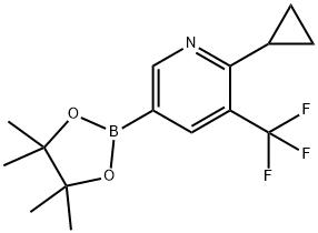 2-cyclopropyl-5-(4,4,5,5-tetramethyl-1,3,2-dioxaborolan-2-yl)-3-(trifluoromethyl)pyridine 구조식 이미지