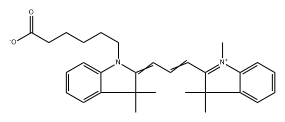 3H-Indolium, 2-[3-[1-(5-carboxypentyl)-1,3-dihydro-3,3-dimethyl-2H-indol-2-ylidene]-1-propen-1-yl]-1,3,3-trimethyl-, inner salt Structure