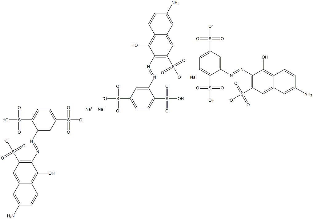 trisodium 2-[(E)-(6-amino-1-hydroxy-3-sulfonato-2-naphthyl)diazenyl]benzene-1,4-disulfonate Structure