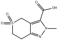 2-methyl-5,5-dioxo-2H,4H,6H,7H-5lambda6-thiopyrano[4,3-c]pyrazole-3-carboxylic acid Structure