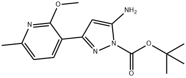 tert-butyl 5-amino-3-(2-methoxy-6-methylpyridin-3-yl)-1H-pyrazole-1-carboxylate 구조식 이미지