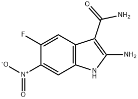 2-AMINO-5-FLUORO-6-NITRO-1H-INDOLE-3-CARBOXAMIDE 구조식 이미지