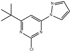 2-chloro-4-(1H-pyrozol-1-yl)-6-(tert-butyl)pyrimidine Structure