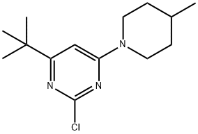 2-chloro-4-(4-methylpiperidin-1-yl)-6-(tert-butyl)pyrimidine Structure