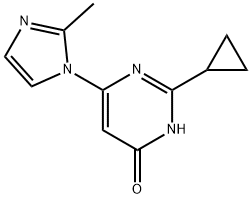 4-Hydroxy-2-cyclopropyl-6-(2-methylimidazol-1-yl)pyrimidine 구조식 이미지