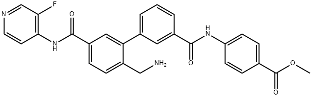methyl 4-({3-[2-(aminomethyl)-5-[(3-fluoropyridin-4-yl)carbamoyl]phenyl]phenyl}amido)benzoate Structure