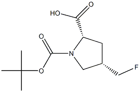 (2S,4S)-1-(tert-butoxycarbonyl)-4-(fluoromethyl)pyrrolidine-2-carboxylic acid 구조식 이미지