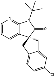 (S)-1'-(tert-butyl)-3-chloro-5,7-dihydrospiro[cyclopenta[b]pyridine-6,3'-pyrrolo[2,3-b]pyridin]-2'(1'H)-one 구조식 이미지