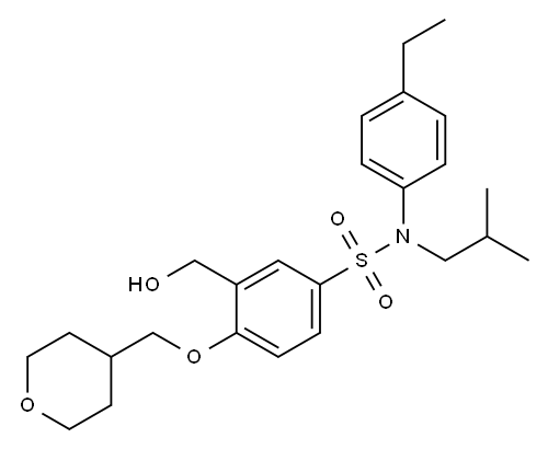 N-(4-ethylphenyl)-3-(hydroxymethyl)-N-isobutyl-4-((tetrahydro-2H-pyran-4-yl)methoxy)benzenesulfonamide 구조식 이미지