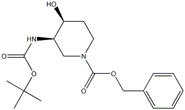 (3R,4S)-benzyl 3-((tert-butoxycarbonyl)amino)-4-hydroxypiperidine-1-carboxylate 구조식 이미지