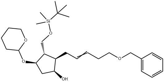 (1S,2R,3S,4R)-2-((E)-5-(Benzyloxy)pent-2-en-1-yl)-3-(((tert-butyldimethylsilyl)oxy)methyl)-4-((tetrahydro-2H-pyran-2-yl)oxy)cyclopentanol Structure