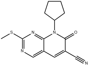 8-cyclopentyl-2-(methylthio)-7-oxo-7,8-dihydropyrido[2,3-d]pyrimidine-6-carbonitrile Structure