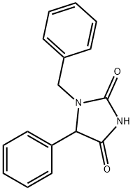 2,4-Imidazolidinedione, 5-phenyl-1-(phenylmethyl)- Structure