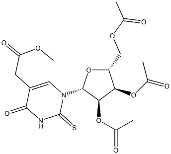 2',3',5'-Tri-O-acetyl-5-methoxycarbonylmethyl-2-thiouridine 구조식 이미지