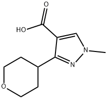 1-methyl-3-(oxan-4-yl)-1H-pyrazole-4-carboxylic acid 구조식 이미지