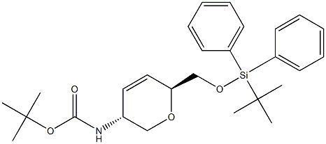 tert-butyl ((3R,6S)-6-(((tert-butyldiphenylsilyl)oxy)methyl)-3,6-dihydro-2H-pyran-3-yl)carbamate Structure