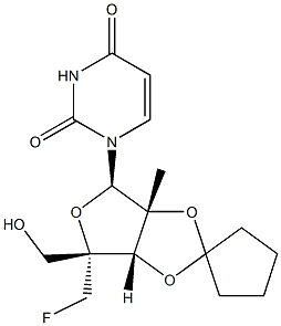 1-((3a'R,4'R,6'R,6a'S)-6'-(fluoromethyl)-6'-(hydroxymethyl)-3a'-methyltetrahydrospiro[cyclopentane-1,2'-furo[3,4-d][1,3]dioxol]-4'-yl)pyrimidine-2,4(1H,3H)-dione, >97% Structure