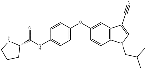 (2S)-N-[4-[[3-Cyano-1-(2-methylpropyl)-1H-indol-5-yl]oxy]phenyl]-2-pyrrolidinecarboxamide 구조식 이미지