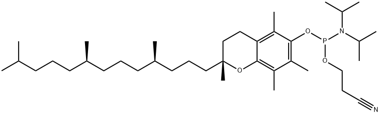 2-Cyanoethyl((R)-2,5,7,8-tetramethyl-2-((4R,8R)-4,8,12-trimethyltridecyl)chroman-6-yl) diisopropylphosphoramidite Structure