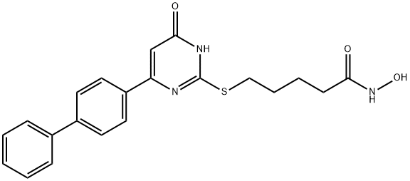 5-[(4-[1,1'-Biphenyl]-4-yl-1,6-dihydro-6-oxo-2-pyrimidinyl)thio]-N-hydroxypentanamide Structure