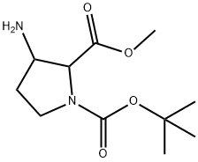 1,2-Pyrrolidinedicarboxylic acid, 3-amino-, 1-(1,1-dimethylethyl) 2-methyl ester 구조식 이미지