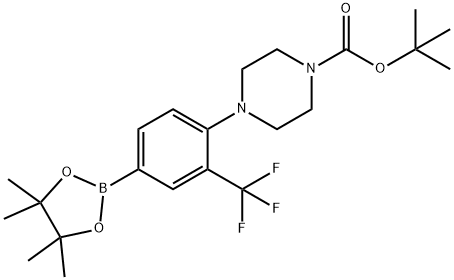 tert-butyl 4-(4-(4,4,5,5-tetramethyl-1,3,2-dioxaborolan-2-yl)-2-(trifluoromethyl)phenyl)piperazine-1-carboxylate Structure