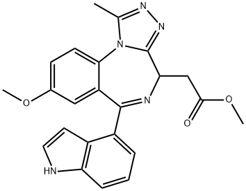 6-(1H-Indol-4-yl)-8-methoxy-1-methyl-4H-[1,2,4]triazolo[4,3-a][1,4]benzodiazepine-4-acetic acid methyl ester 구조식 이미지