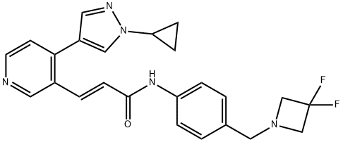 (2E)-3-[4-(1-Cyclopropyl-1H-pyrazol-4-yl)-3-pyridinyl]-N-[4-[(3,3-difluoro-1-azetidinyl)methyl]phenyl]-2-propenamide 구조식 이미지