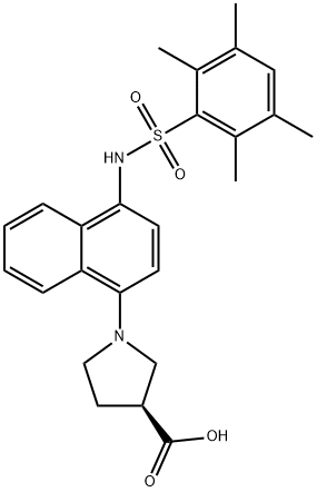 (3S)-1-[4-[[(2,3,5,6-Tetramethylphenyl)sulfonyl]amino]-1-naphthalenyl]-3-pyrrolidinecarboxylic acid 구조식 이미지