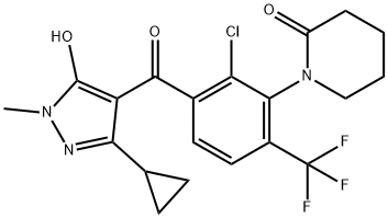 2-Piperidinone, 1-[2-chloro-3-[(3-cyclopropyl-5-hydroxy-1-methyl-1H-pyrazol-4-yl)carbonyl]-6-(trifluoromethyl)phenyl]- Structure