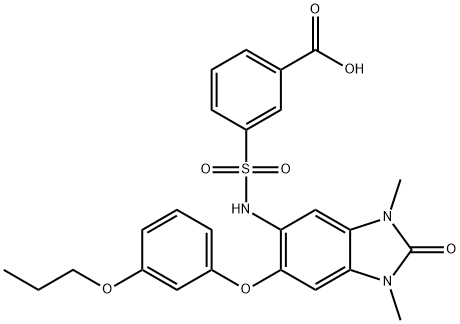 3-(N-(1,3-Dimethyl-2-oxo-6-(3-propoxyphenoxy)-2,3-dihydro-1H-benzo[d]imidazol-5-yl)sulfamoyl)benzoic acid Structure