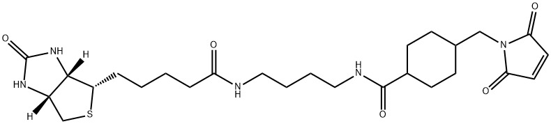 1H-Thieno[3,4-d]imidazole-4-pentanamide,N-[4-[[[4-[(2,5-dihydro-2,5-dioxo-1H-pyrrol-1-yl)methyl]cyclohexyl]carbonyl]amino]butyl]hexahydro-2-oxo-, (3aS,4S,6aR)- Structure