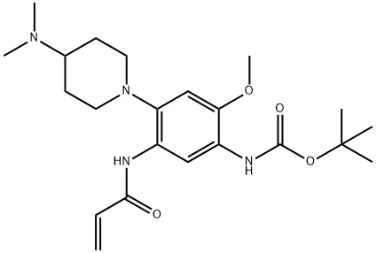 tert-butyl N-(4-(4-(dimethylamino)piperidine-1-yl)-2-methoxy-5-(prop-2-enamido)phenyl)carbamate Structure