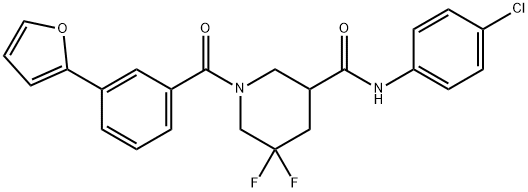 3-Piperidinecarboxamide, N-(4-chlorophenyl)-5,5-difluoro-1-[3-(2-furanyl)benzoyl]- Structure