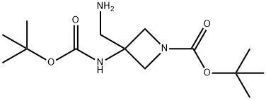 tert-butyl 3-(aminomethyl)-3-{[(tert-butoxy)carbonyl]amino}azetidine-1-carboxylate 구조식 이미지