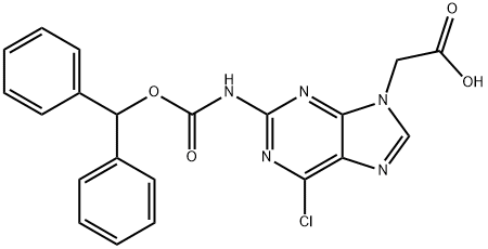 2-(2-(((benzhydryloxy)carbonyl)amino)-6-chloro-9H-purin-9-yl)acetic acid 구조식 이미지